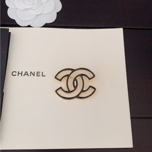 Gold and Black Logo Brooch